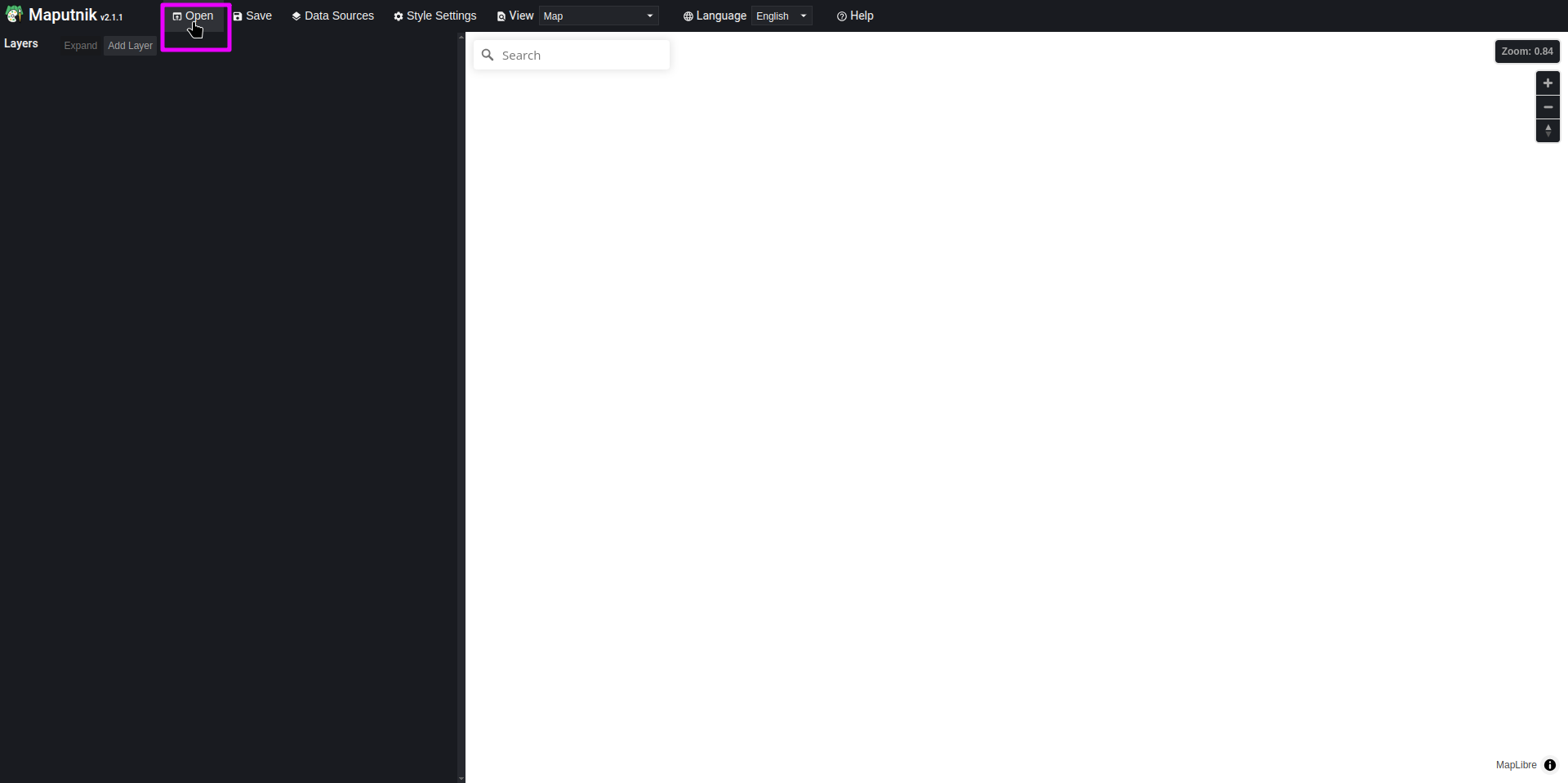 UI 中 “Open” 按钮的位置